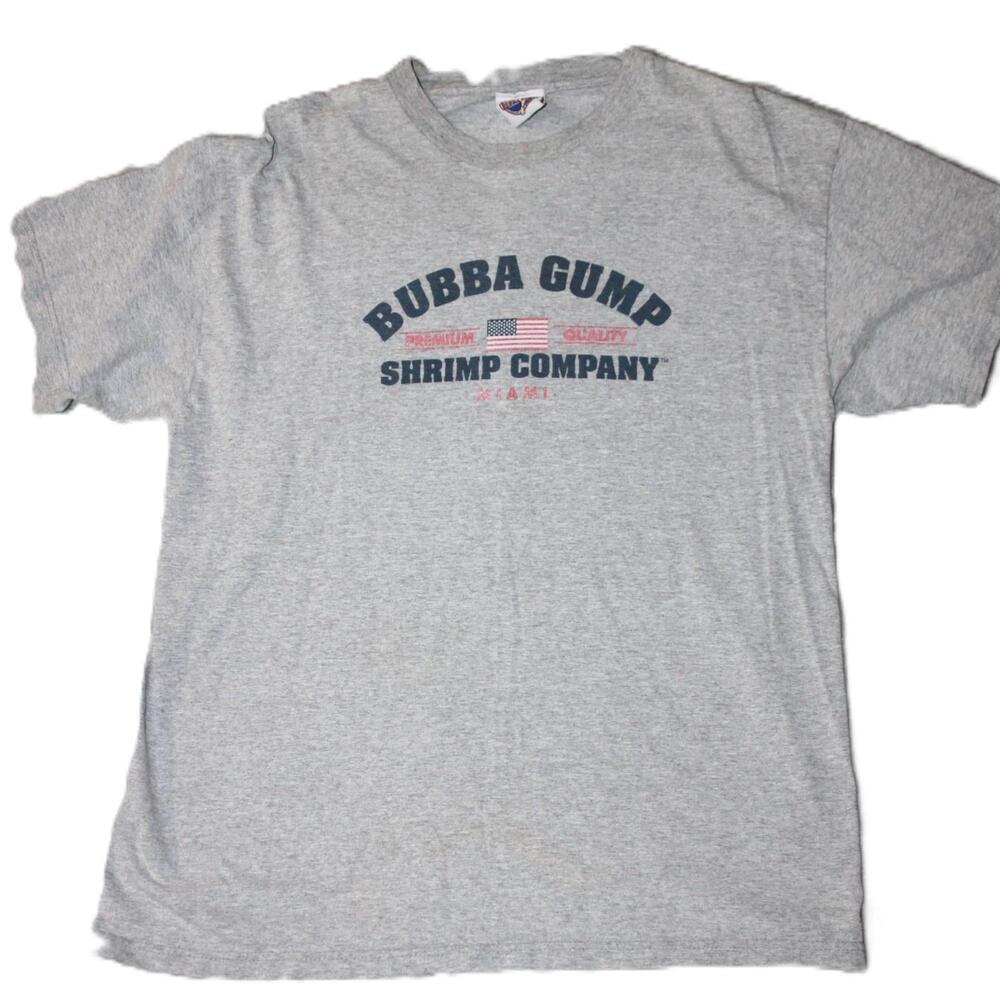 Vintage Bubba Gump Shrimp Company Shirt Mens L Gray Short Sleeve Graphic 2000s